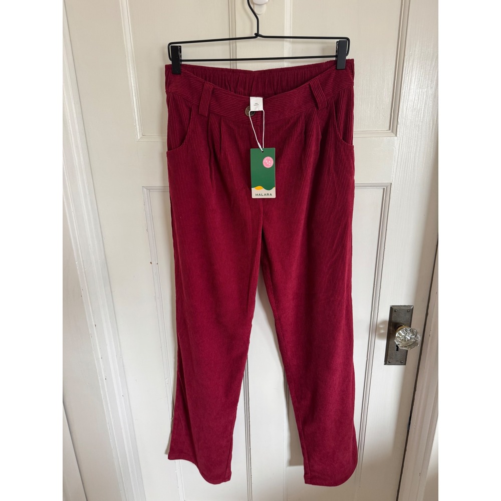 NWT Halara burgundy red corduroy pants size medium tall